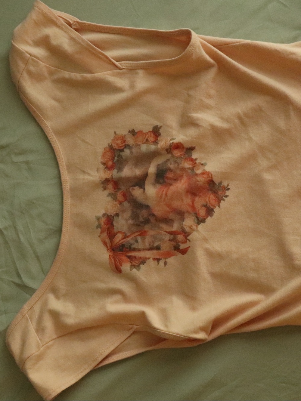 Peach Floral Graphic Crop Top